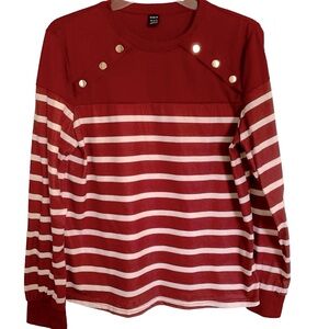 SHEIN red striped button top size large chic timeless design